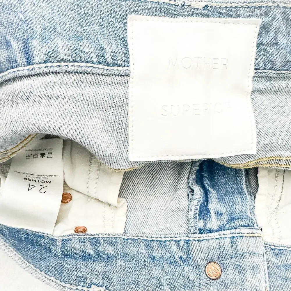 Mother Superior The Insider Crop Fray Thanks, Again Racer Denim Jeans Size 24 - Picture 6 of 11